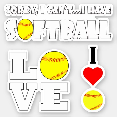 Set of Fun Fastpitch Softball Player Sports Sticker