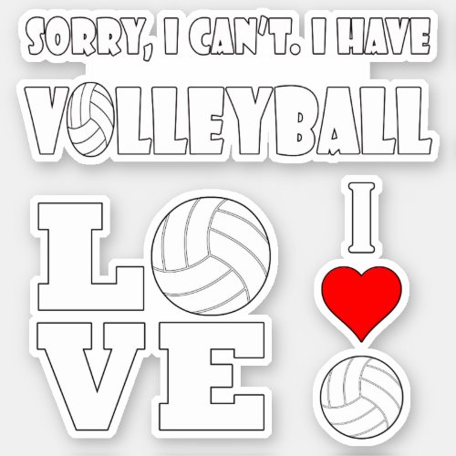Set of Fun Volleyball Player or Team Cute Sports Sticker