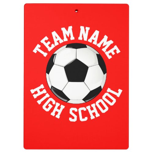 Soccer Coach Custom Team Name and Color Practice Clipboard