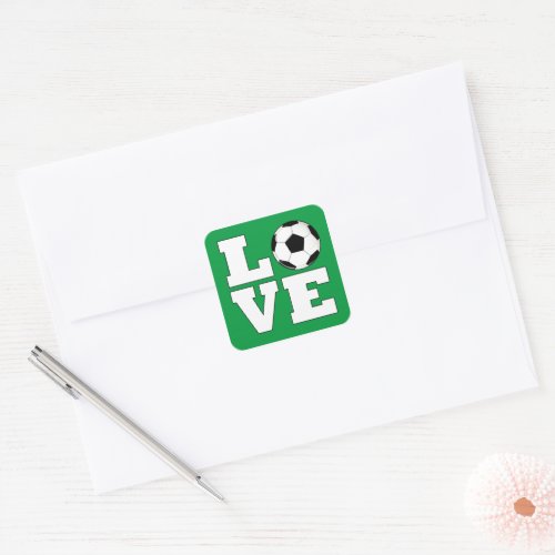 Soccer LOVE Fun Sports Player Square Sticker