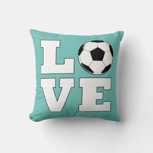 Soccer LOVE Soccer Player Custom Colors Sports Fan Throw Pillow