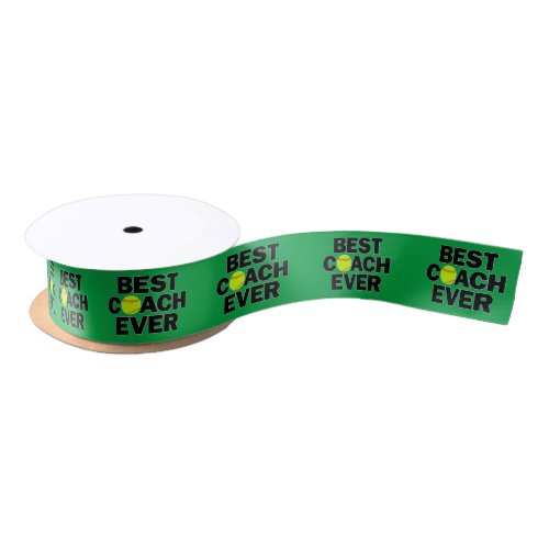 Softball Best Coach Ever Custom Team Color Party Satin Ribbon