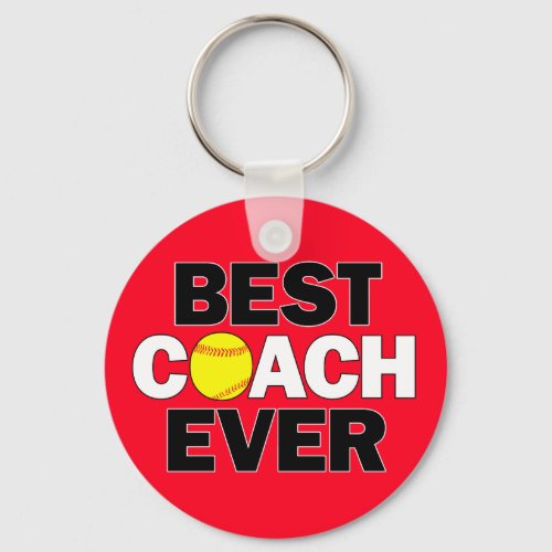 Softball BEST COACH EVER Custom Team Color Sports Keychain