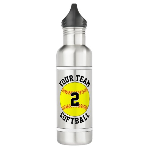 Softball Custom Team Name and Player Number Sports Stainless Steel Water Bottle