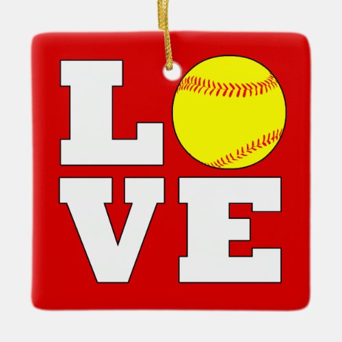 Softball LOVE Custom Color Christmas Ornament