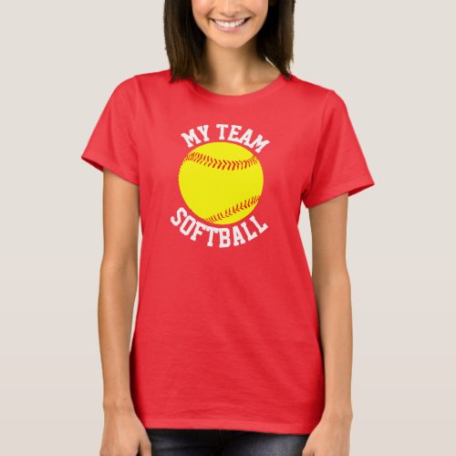 Softball Player Custom Color & Team Name T-shirt