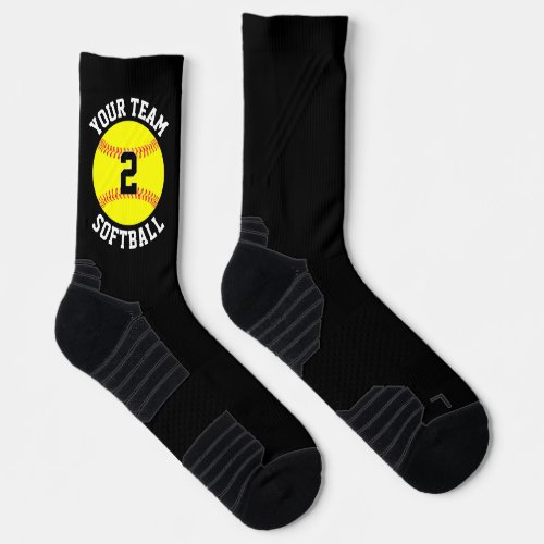 Softball Player Custom Team Name and Number Sports Socks
