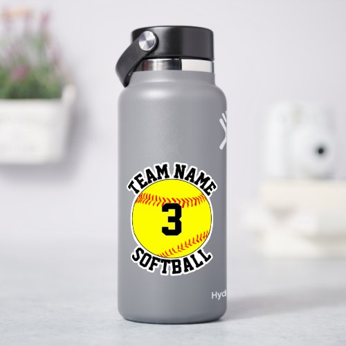 Softball Team Name and Player Number Custom Sports Sticker