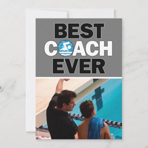 Swim Coach Best Ever Custom Photo Thank You Card