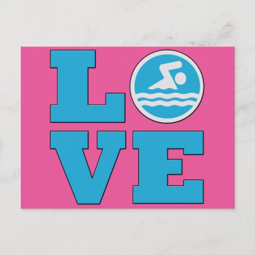 Swim Love For Competitive Swimmers or Coaches Postcard