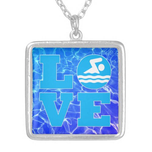 Swim LOVE Pool Water Necklace for Swimmer or Coach
