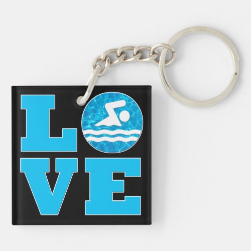 Swim LOVE Swimming and Diving Pool Water Swimmer Keychain