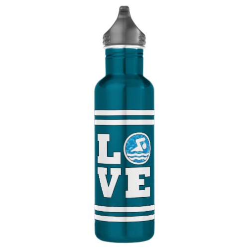 Swim LOVE Swimming and Diving Swimmer Cute Sports Stainless Steel Water Bottle