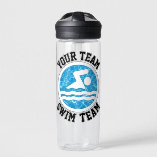 Swimmer Custom Swim Team Name Swimming and Diving Water Bottle