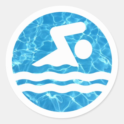 Swimmer Decal in Pool Water Swimming & Diving Classic Round Sticker