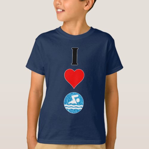 Swimmer "I Love (Heart) Swimming" Vertical Swim T-Shirt