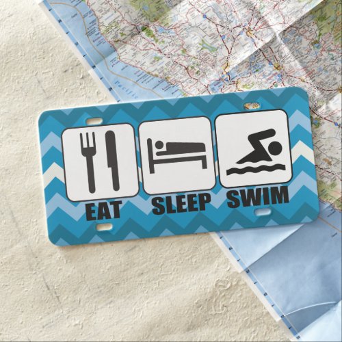 Swimmer or Coach's Eat Sleep Swim Fun Novelty License Plate