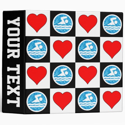 Swimmer or Swim Team Custom Name/Text 3 Ring Binder