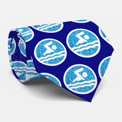 Swimmer or Swimming & Diving Coaches Swim Icon Tie