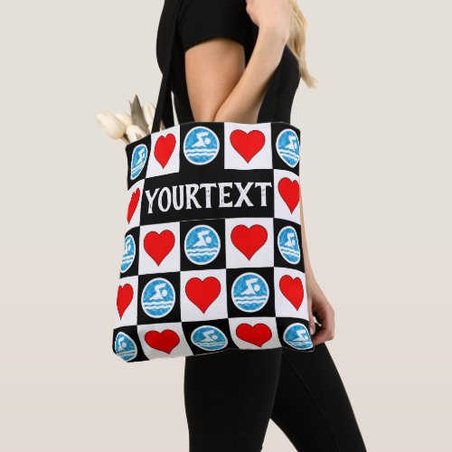 Swimmers & Hearts Custom Swim Team Swimming Tote Bag