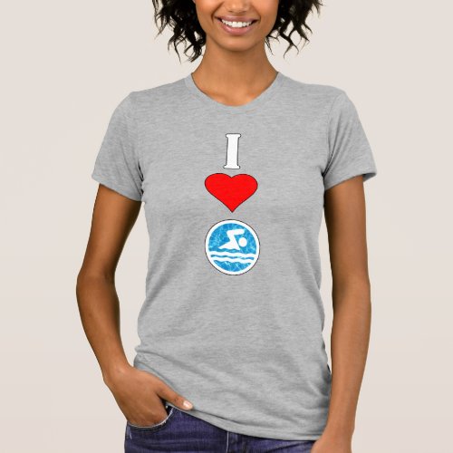 Swimmer's "I Love (Heart) Swim" Swimming & Diving T-Shirt