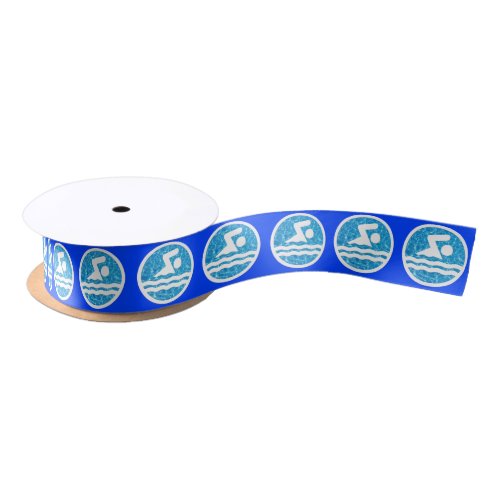Swimming and Diving Cool Pool Water Swim Decal Satin Ribbon
