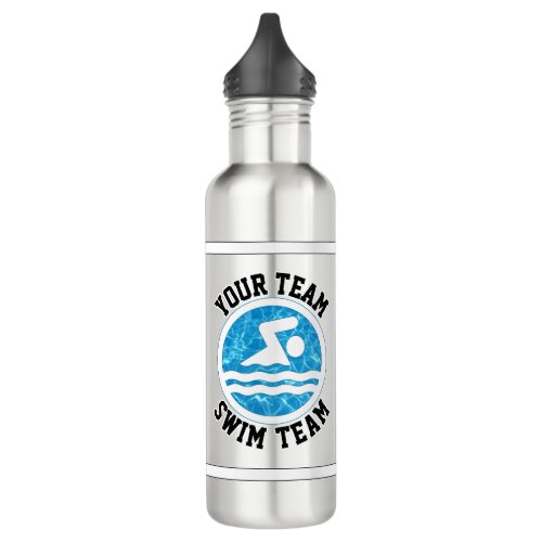 Swimming and Diving Custom Swim Team Name Black St Stainless Steel Water Bottle