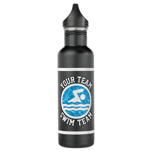Swimming and Diving Custom Swim Team Name Black Stainless Steel Water Bottle