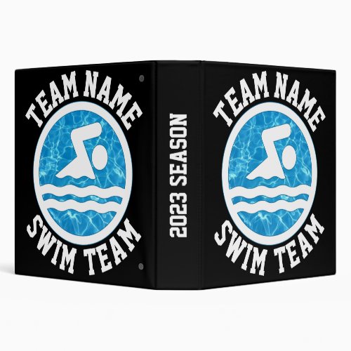 Swimming and Diving Custom Swim Team Name or Text 3 Ring Binder