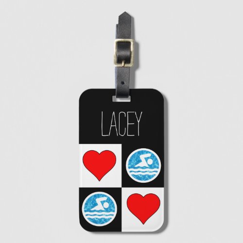 Swimming and Diving Custom Swimmer Swim Team Name Luggage Tag