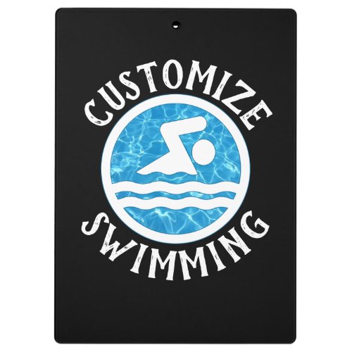 Swimming Coach Custom Swim Team Name & Color Sport Clipboard