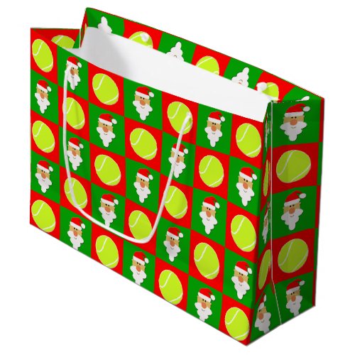 Tennis Ball & Santa Clause Sports Player Christmas Large Gift Bag