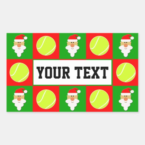 Tennis Custom Player Name Santa Christmas Wrapping Rectangular Sticker