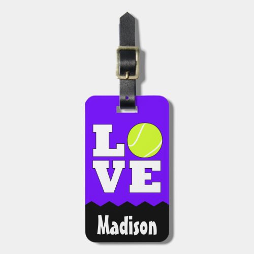 Tennis LOVE Custom Name & Color Tennis Racket Bag Luggage Tag