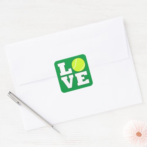 Tennis LOVE Fun Sports Player Team Party Square Sticker