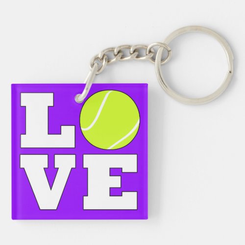Tennis LOVE Tennis Player or Coach Custom Color Keychain