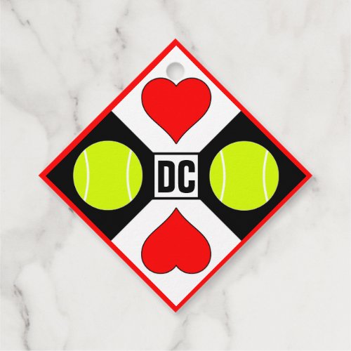 Tennis Player Custom Initials/School Letters Party Favor Tags