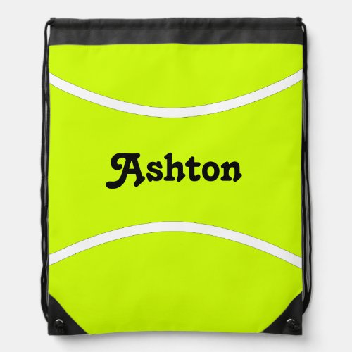 Tennis Player Custom Name or Text Sports Drawstring Bag