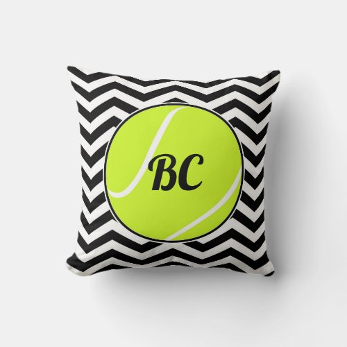 Tennis Player's Custom Initials Cute Bedroom Decor Throw Pillow