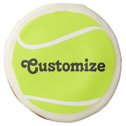 Tennis Team Party Custom Text Tennis Ball Sports Sugar Cookie