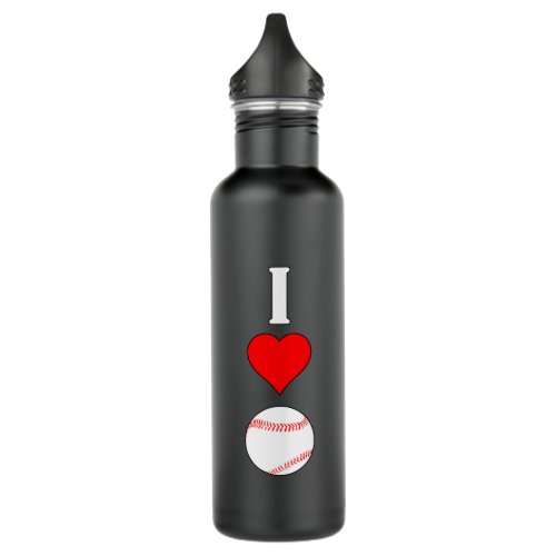 Vertical I Love Baseball I Heart Baseball Sports Stainless Steel Water Bottle