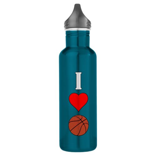 Vertical I Love Basketball I Heart Basketball Cute Stainless Steel Water Bottle