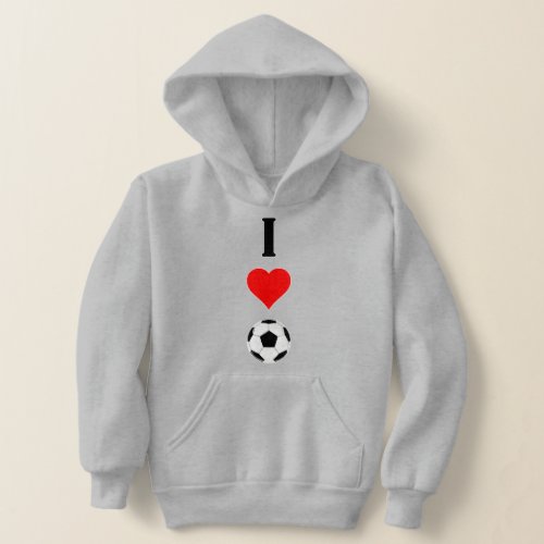 Vertical I Love Soccer / I Heart Soccer Boys Hoodie