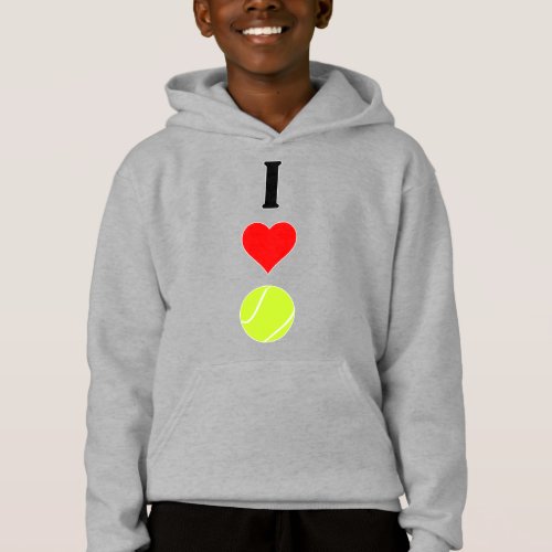 Vertical I Love Tennis / I Heart Tennis Boys Hoodie