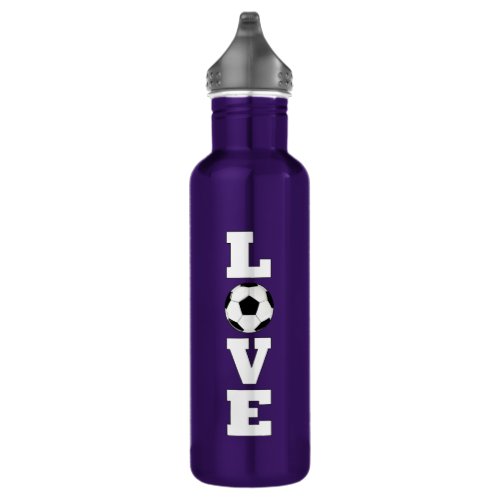 Vertical Soccer LOVE Soccer Player or Coach Sports Stainless Steel Water Bottle