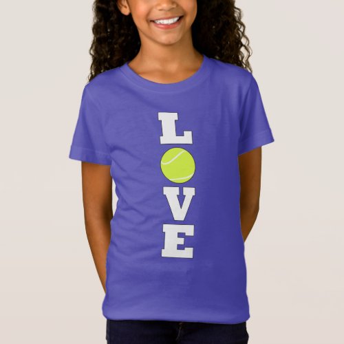 Vertical Tennis LOVE Cute Tennis Player Girls T-Shirt