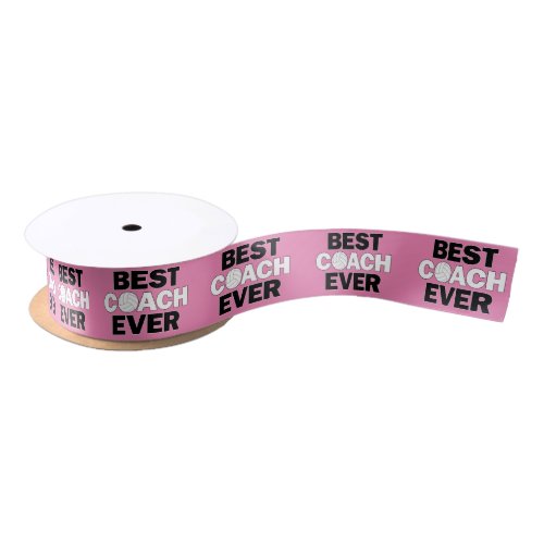 Volleyball Best Coach Ever Sports Team Color Satin Ribbon