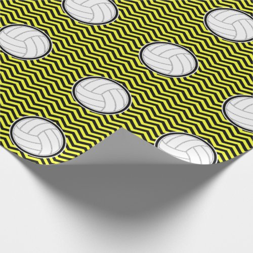 Volleyball Black Chevron Plus Your Team Color Gift Wrapping Paper