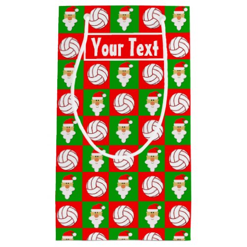 Volleyball Custom Player Name/Text Christmas Santa Small Gift Bag