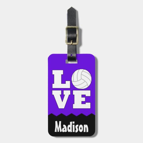 Volleyball LOVE Custom Name and Color Cute Bag Tag